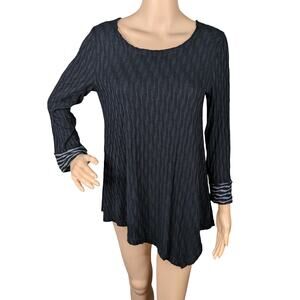 Dorman Black Gray Asymmetric Wavy Textured Knit Lagenlook Top S Layering Tunic
